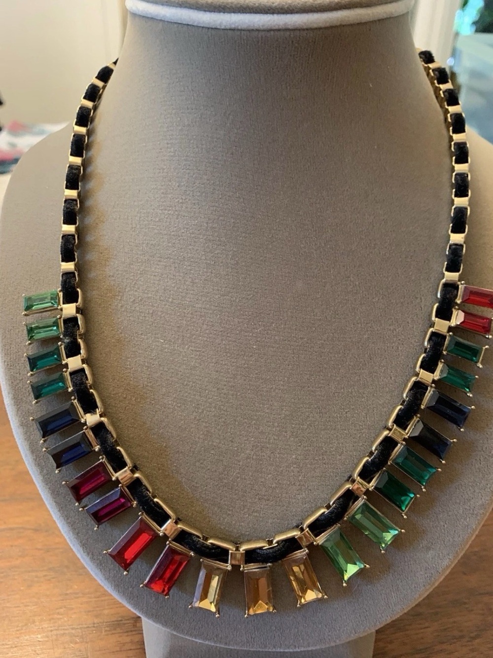 INC Multicolor Baguette Crystal Collar Necklace - 20”